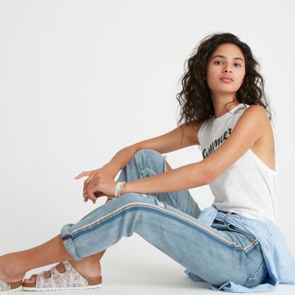 Pilcro for Anthropologie Side Stripe Midrise Boyfriend jeans